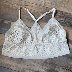 (L) aerie Light Gray Lace Bra Bralette